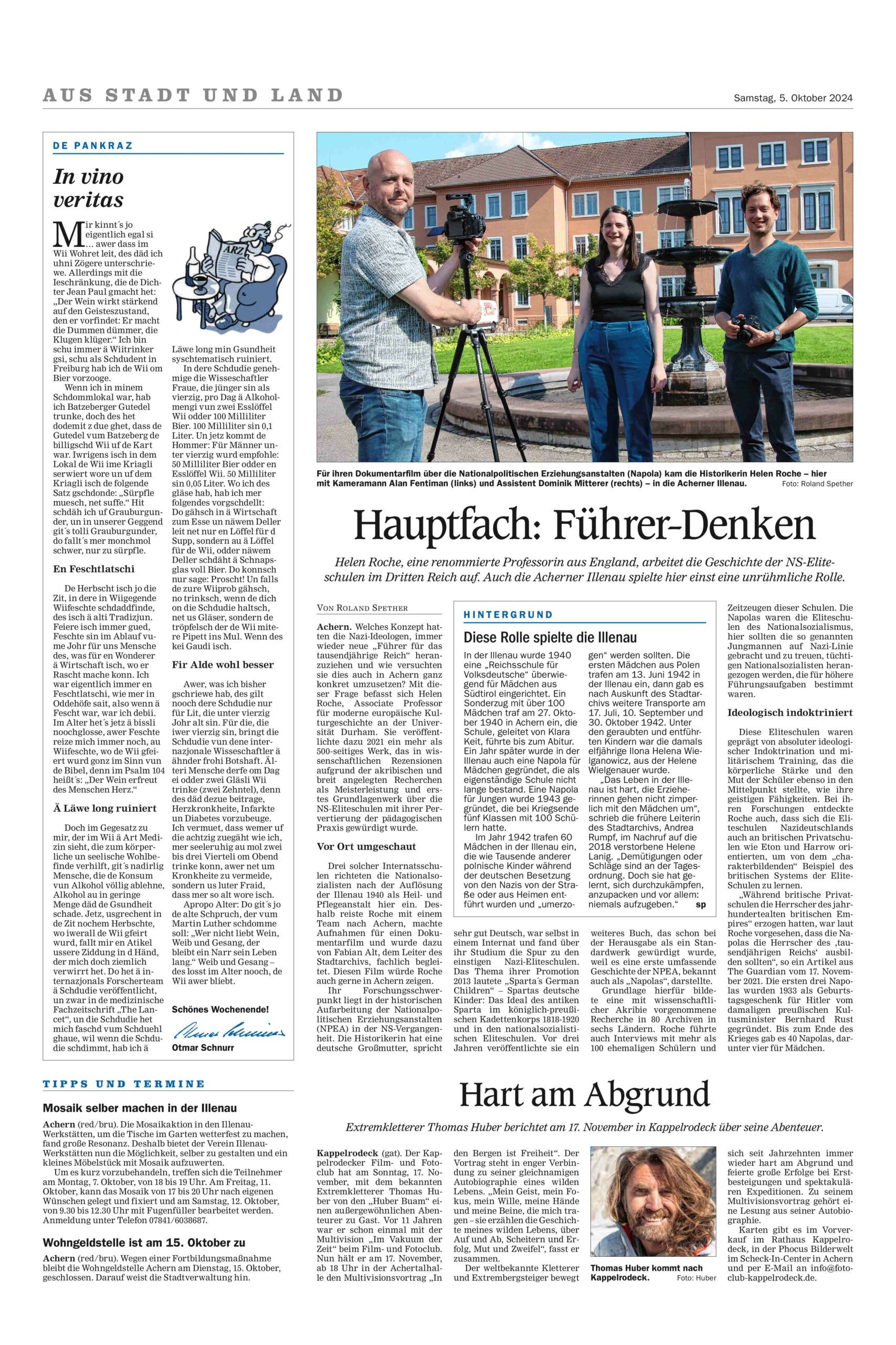 Filming Trip to Germany Featured in the Local Press